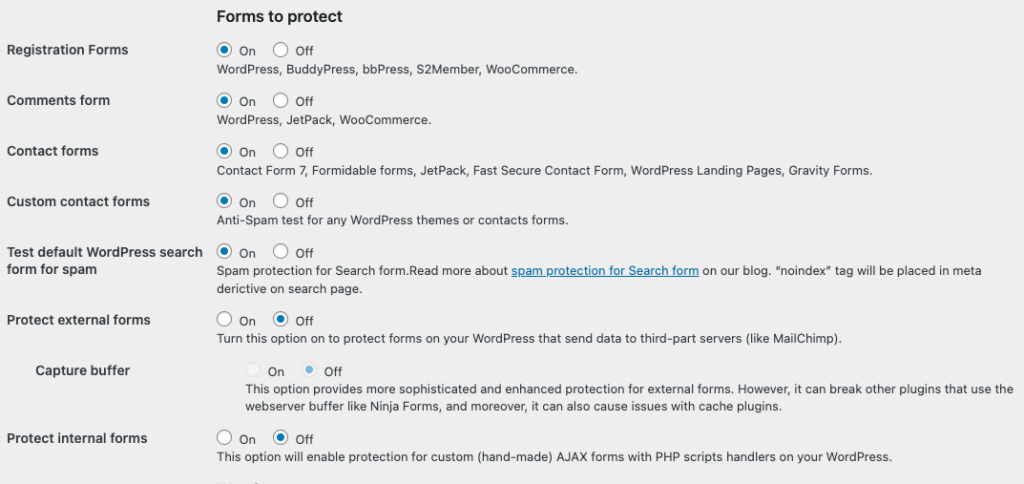 Cleantalk Settings