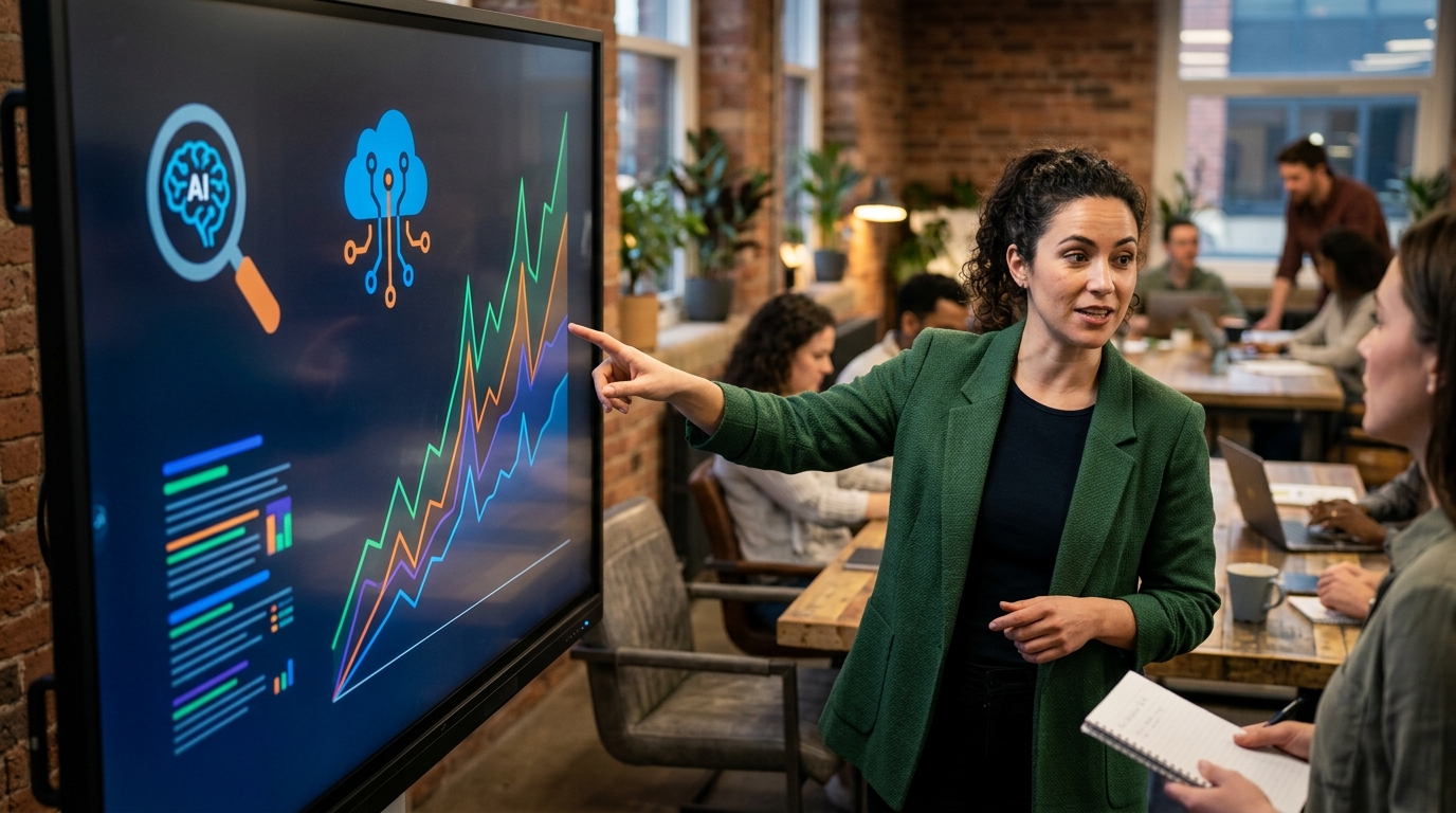 Woman pointing out that SEO is not dead