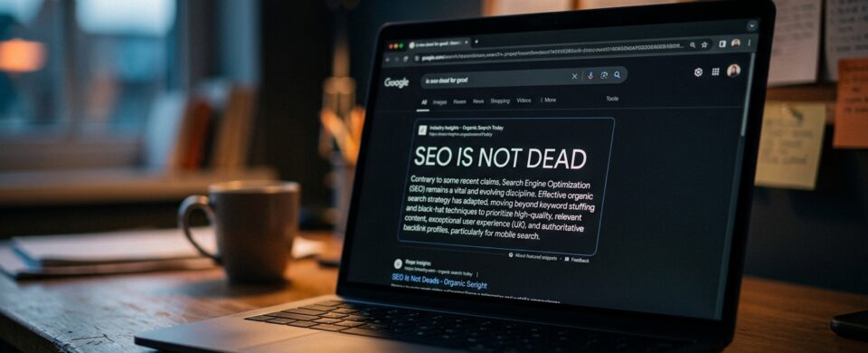 Screenshot of google search for SEO is not dead